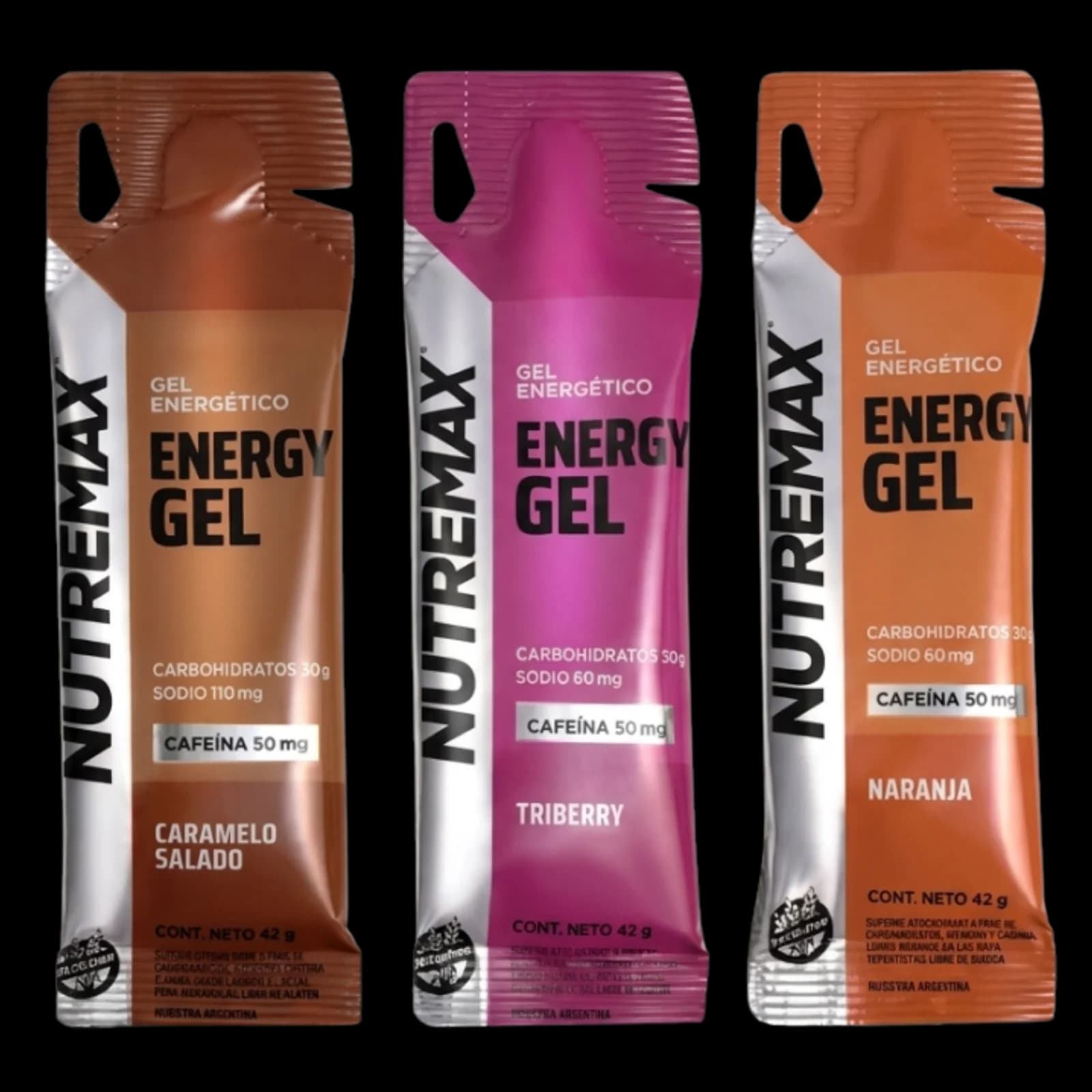 Nutremax Energy Gel con cafeína 3 sabores