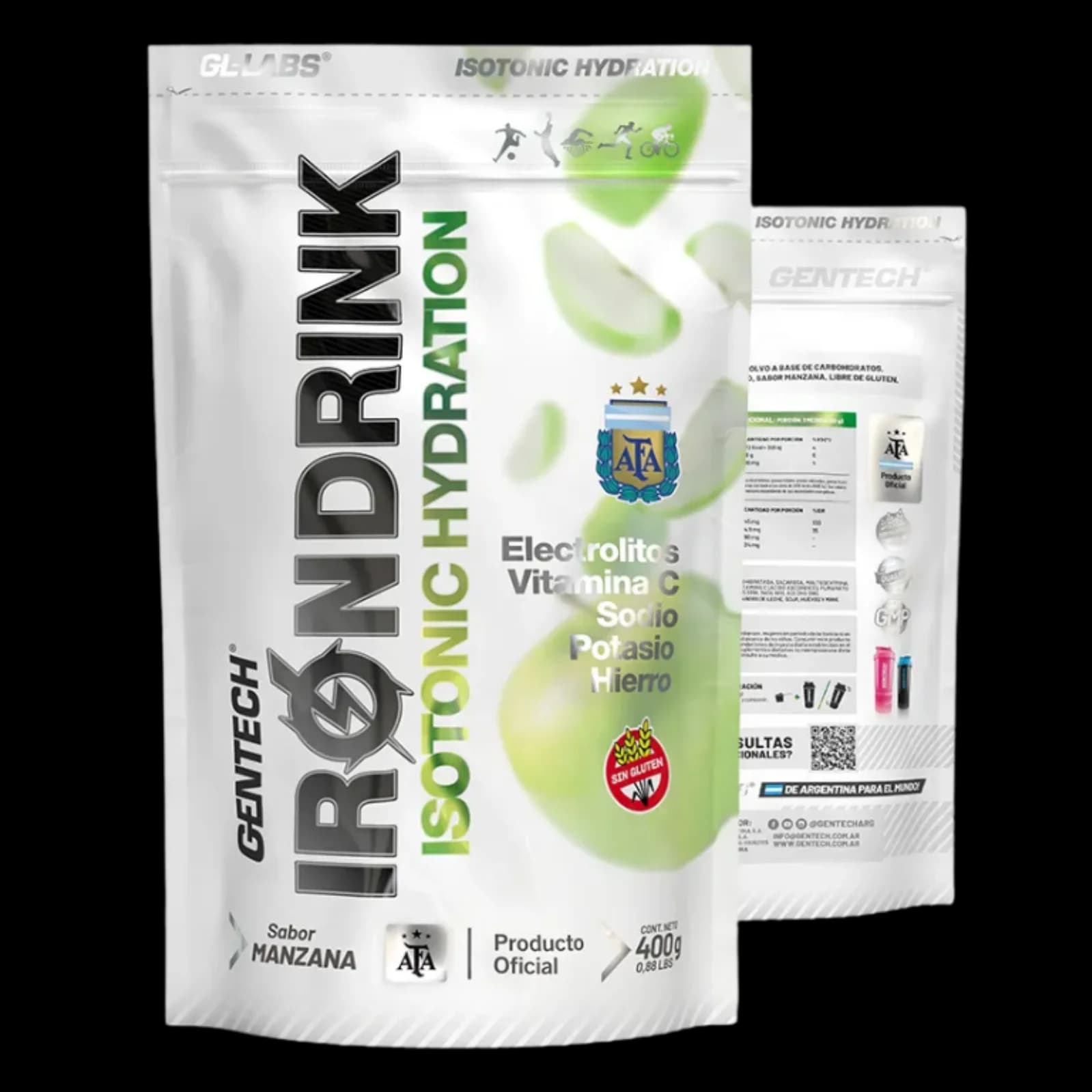 Gentech IronDrink Isotonic Hydration 400g Manzana