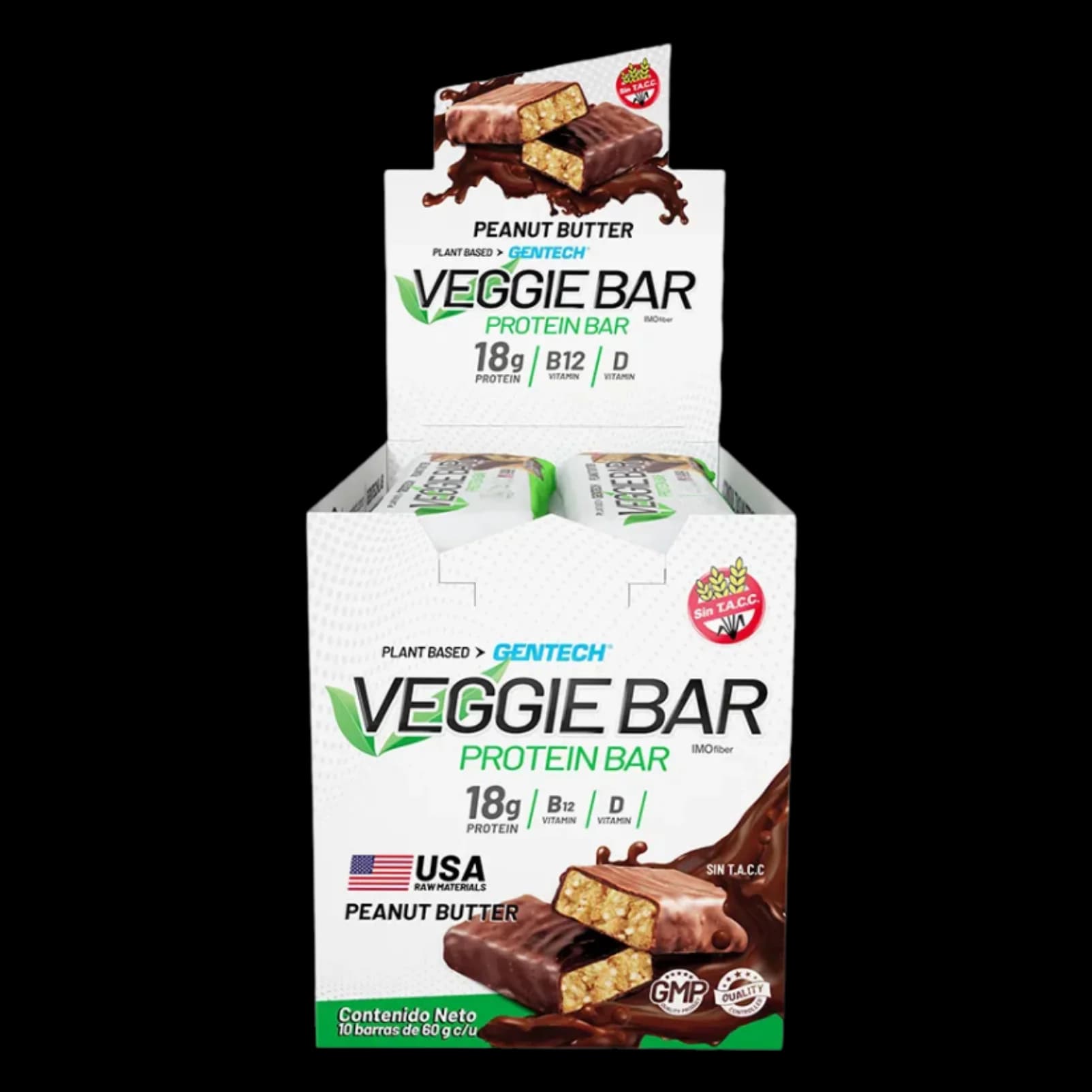 Gentech Veggie Bar Peanut Butter Caja 10