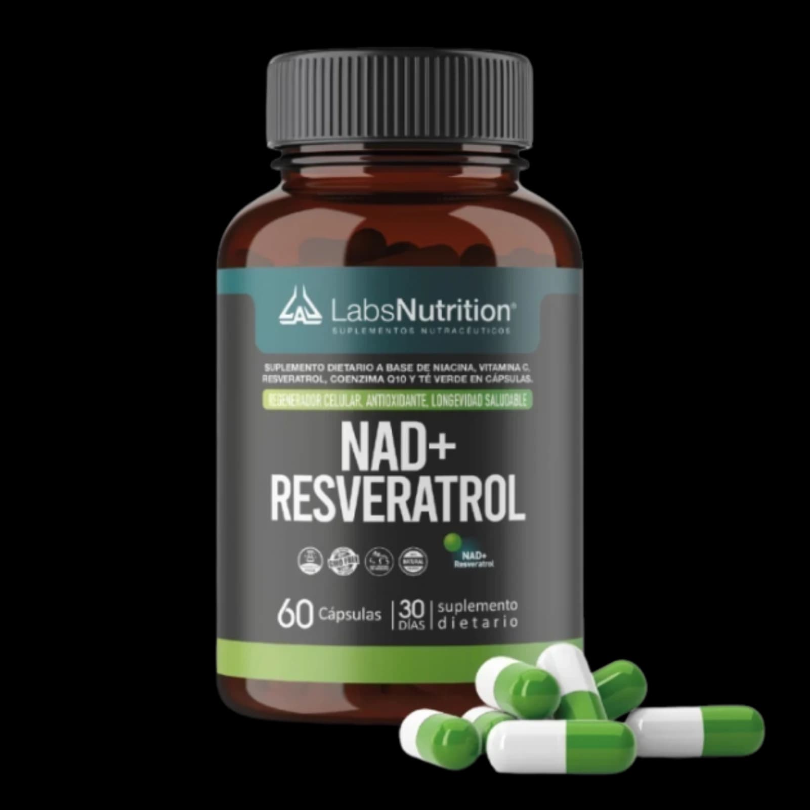 Labs Nutrition NAD + Resveratrol 2 en 1 - 60 cápsulas