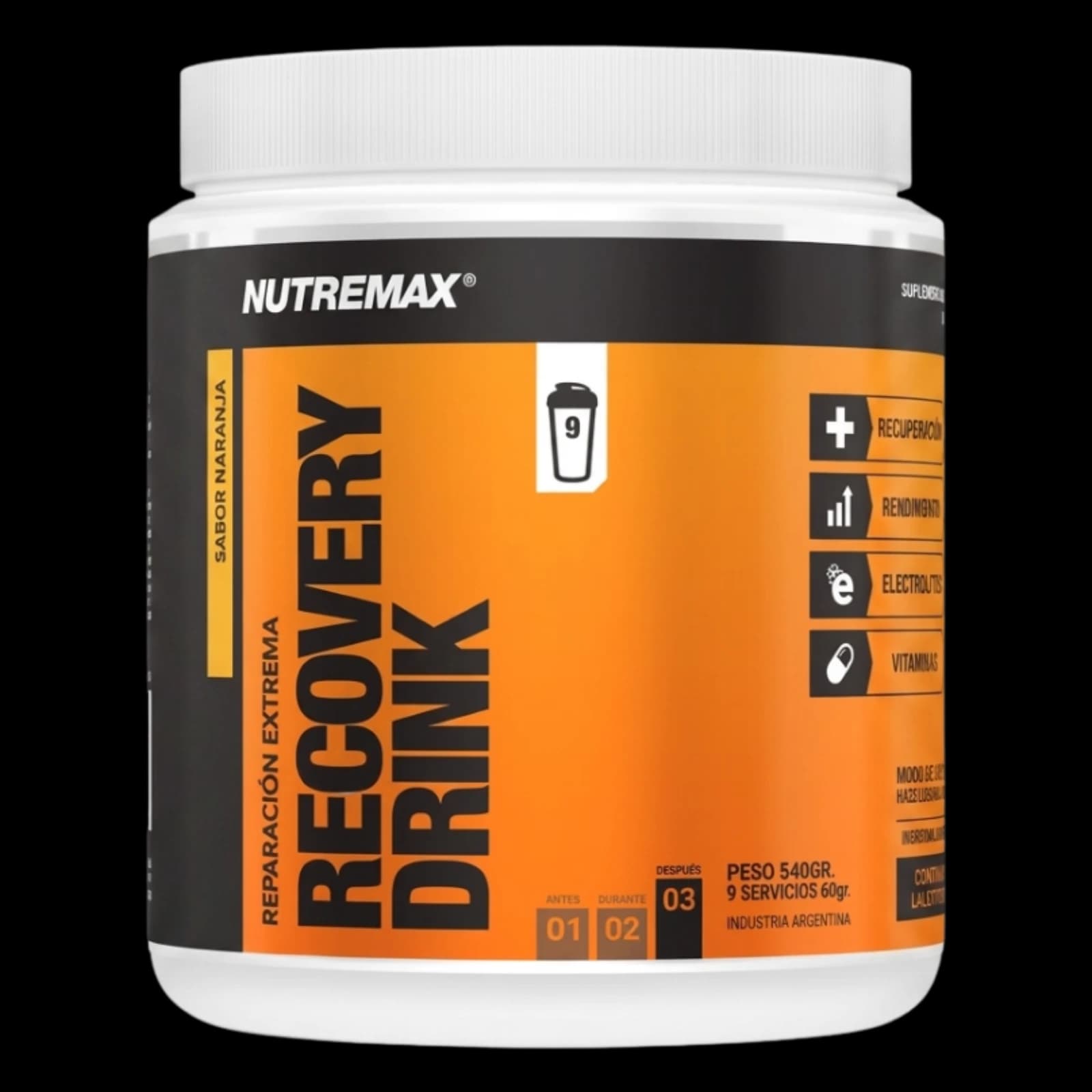Nutremax Recovery Drink Post Entreno 540g Naranja