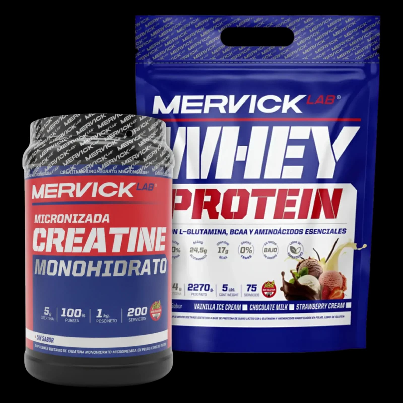 Combo Mervick Whey Protein 5lbs + Creatina 1kg