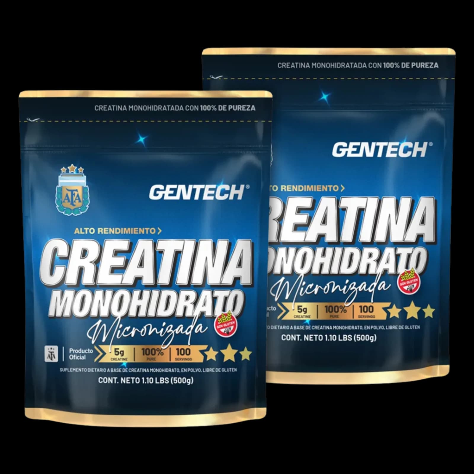 Combo Gentech Creatina Monohidrato Micronizada 500g x2