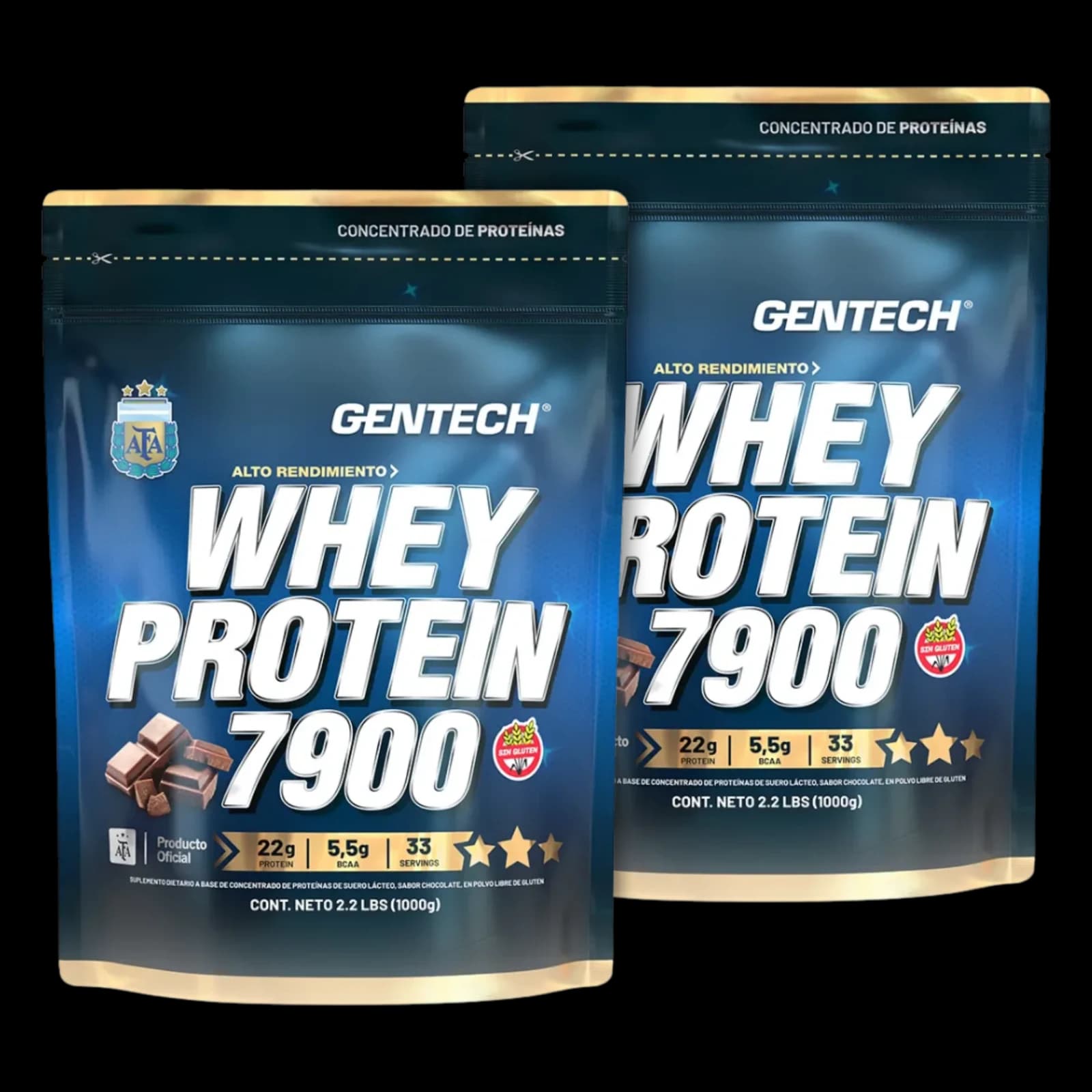 Combo Gentech Whey Protein 7900 AFA 1kg x2