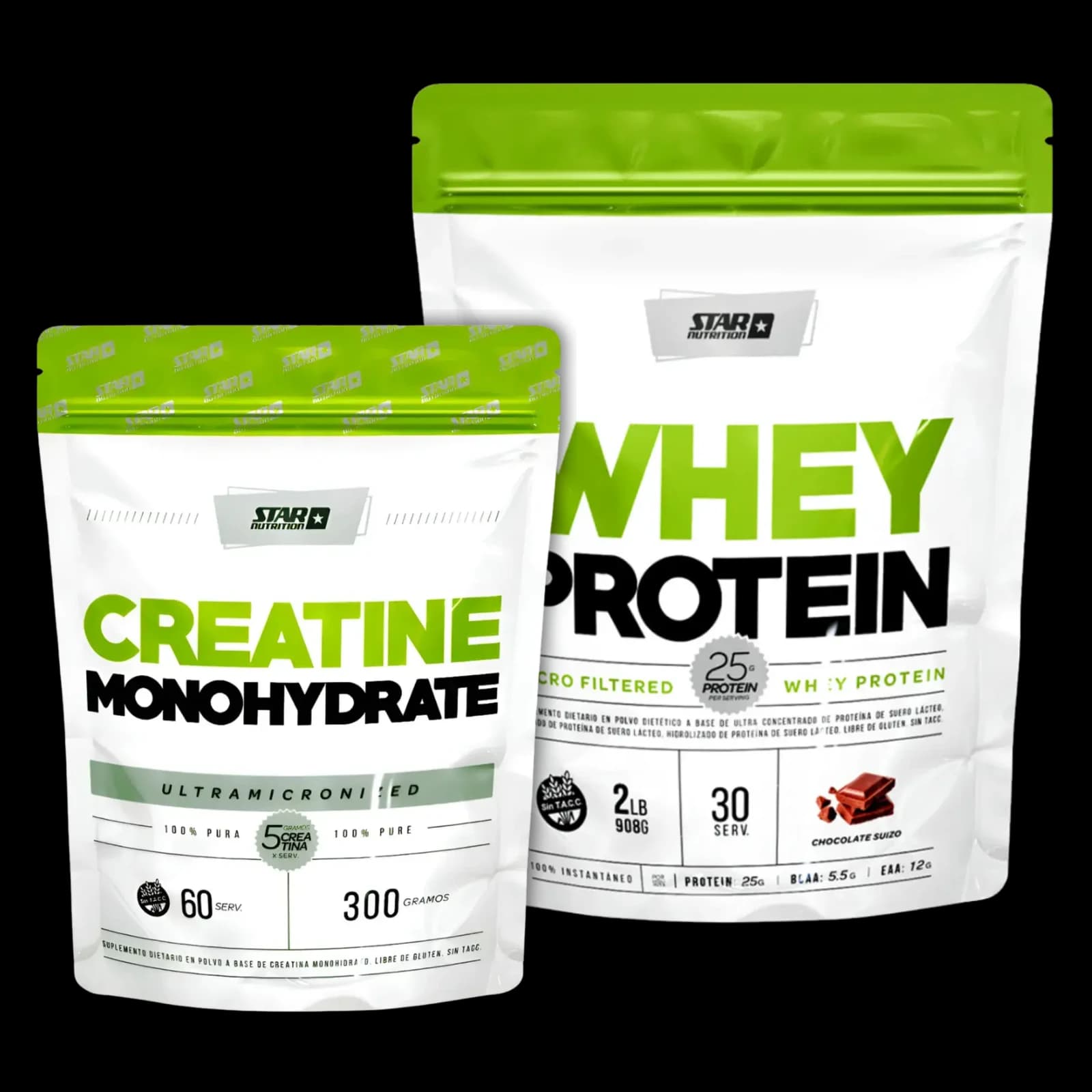 Combo Star Nutrition Whey Protein Doypack 2lbs + Creatina Monohidrato Doypack 300g