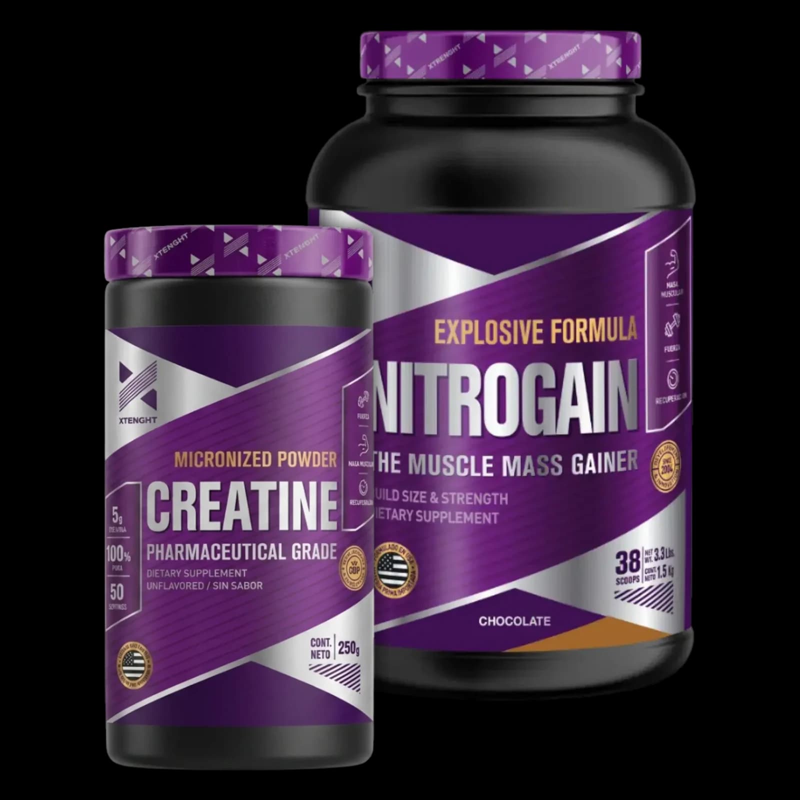 Combo Xtrenght Nitrogain Mass Gainer 1.5kg + Creatina 250g