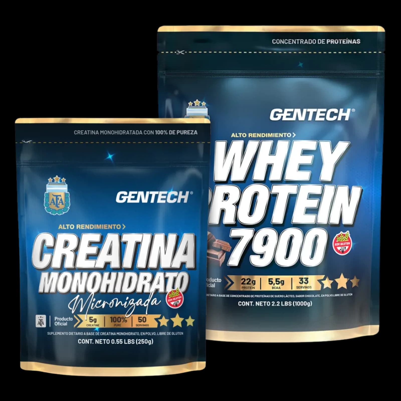 Combo Gentech Whey Protein 7900 AFA 1kg + Creatina 250g