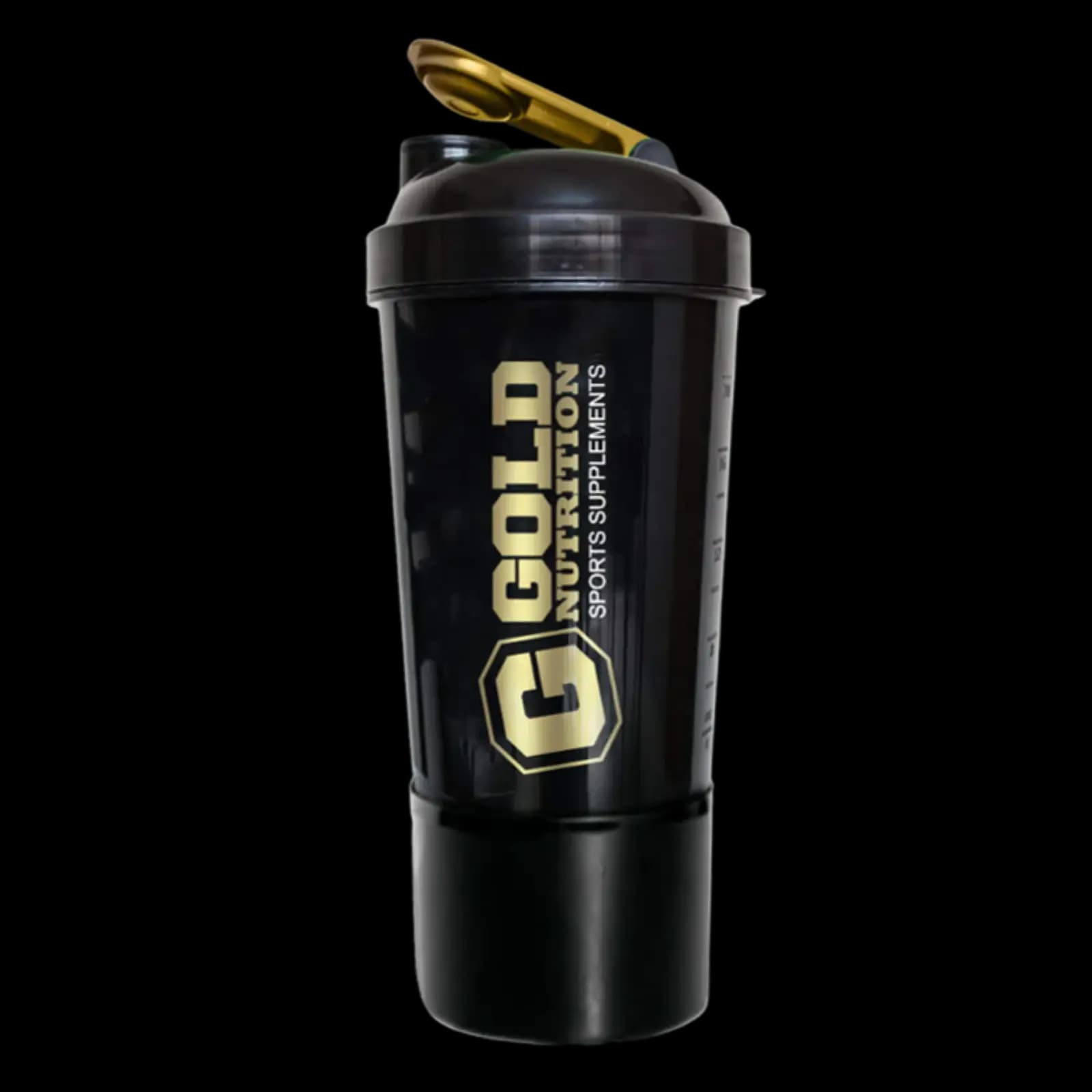 Gold Nutrition Shaker Pastillero Negro vaso batidor con antigrumos 600 cc — imagen 1