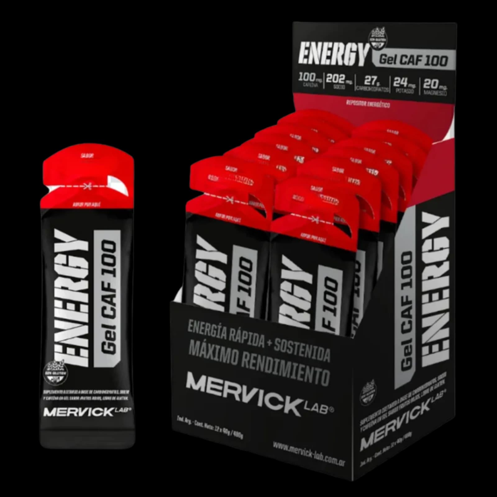 Mervick Gel Energia CAF 100 – Caja 12 unidades — imagen 1
